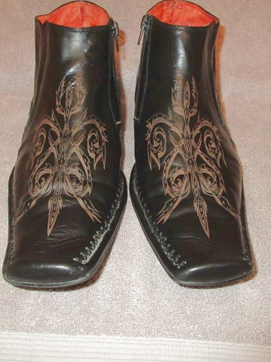 Robert Wayne Tooled Leather Boots Mens 10 Snip Ankle Zip Beatle Rockabilly 90s main image 11
